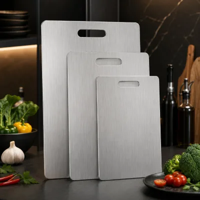 Durable Stainless Steel Cutting Board Metal Chopping Block for Meat Fruit Vegetable Home Commercial Kitchen