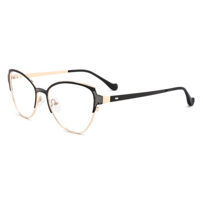 2023 Fashion Spectacle Frames La Montura Latest Two Tone Cat Eye Metal Frame Acetate Temples Optical Glasses Eyewear