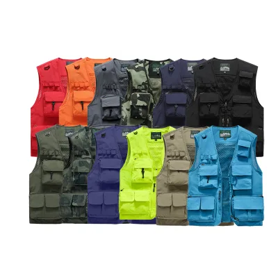 Multi Pocket Work Clothes Vest Multi Pocket Canvas Men's Vest Outdoor Fishing Photography Advertising Tooling Vest