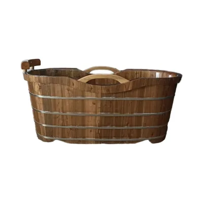 Wholesale 1-2 Person Modern Oval Wooden Ice Bath Spa Tub PVC Cold Plunge Soaking Bathtub Balboa Control Customizable Cover