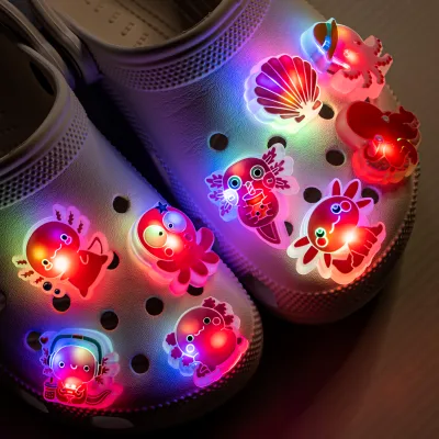 Bestseller Popular 3D Designer Colorful LED Shoe Charms Factory Direct Glowing Light up Luminous Shoe Accessories for Kids