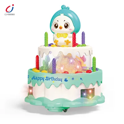Chengji Rotating Cake Toy Battery Operated Cartoon Universal Rotation Cute Chicken Lighting Musical Plastic Cake Toys