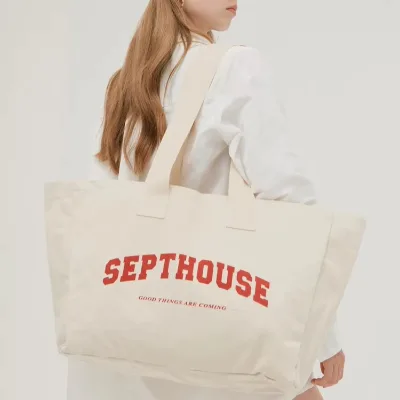 Lightweight Canvas Grocery Tote - Custom Branding & Alphabet Patterns