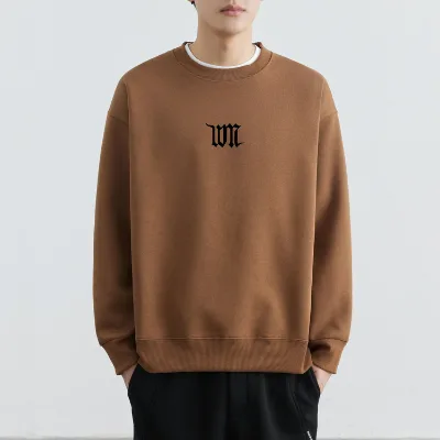 2024 Autumn New Trend Men's round Neck Sweatshirt 100% Cotton Simple Everything Printed Pullover Top Hoodies