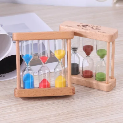Wooden Tea Sand Timer Set Hourglass for Brushing Teeth Brewing Tea 125-Minute Modern Minimalist Design Creative Gift Ornament