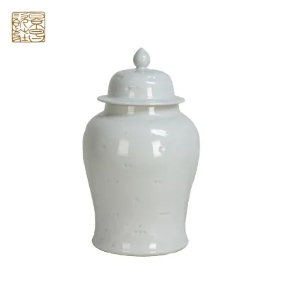 Chinese Modern Style Handmade White Color Ceramic Ginger Jar for Home Decor