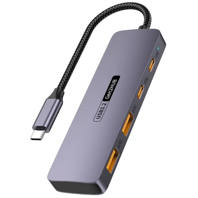 Aluminium Alloy 4 Ports USB 10Gbps Hub with USB Hub Type C 3.2 Gen 2 3.2 Usb Hub for Laptop PC Computer