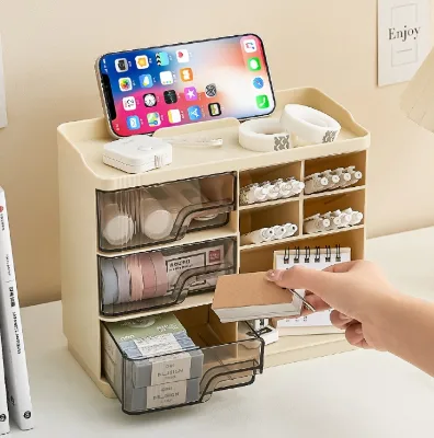 Large Capacity Multi-Layer Storage Box Plastic Bin Drawer-Style Organizer for Office Home Student Desktop Drawer Organizers