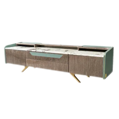 High Quality Luxury Custom Furniture White Natural Marble Top TV Stand Suitable for Living Room Marble TV Cabinet