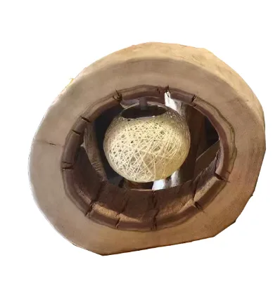 GUAN SEN Handmade Camphorwood Bedside Lamp with Rustic Design Earth Day Edition GS-234