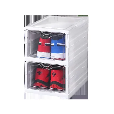 China Wholesale Plastic Collapsible Shoe Container Storage Box Sneaker Magnetic Box for Shoes