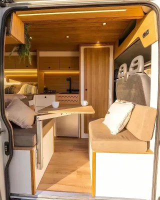 High-end Custom Aluminum RV Furniture Light Camper Can Rotate Tables With Cabinet Seats Durable