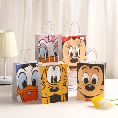 DSN Mickey Minnie Printed Genuine Leather Shopping Bag Children's Birthday Holiday Party Gift 21*15*8 Made China Model 341-85zms
