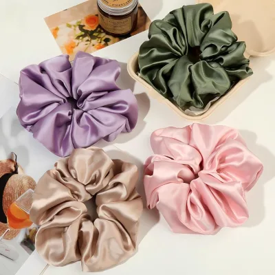 18cm Oversize Satin Scrunchies Solid Color Large Size High Elasticity French Style High Quality Hair Accessories Wholesale
