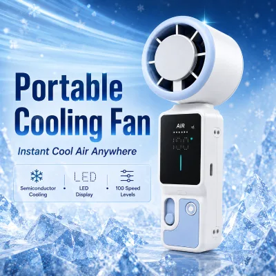 Wholesale Factory 3 in 1 Foldable Handheld Fan Portable 100-Speed Digital Display Rechargeable USB Cooling for Outdoor Travel