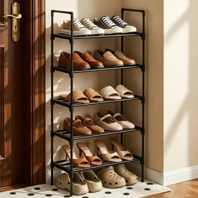 Wholesale 5/6/7/8-Layer Simple Metal Shoe Rack With 5 Pipes Per Layer Rust-proof Shoe Storage Rack for Entryway,Living Room