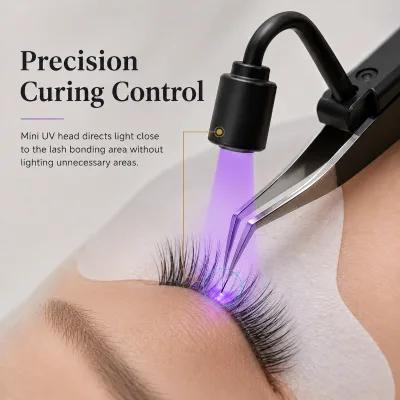 Mini Stainless Steel UV Lash Light USB-C Rechargeable 395nm Wireless Portable Eyelash Extension Curing Tool