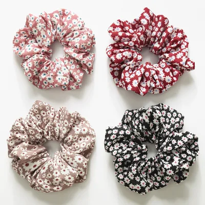 French Style Retro Women's High-end Fabric Floral Hairband Hair Scrunchies