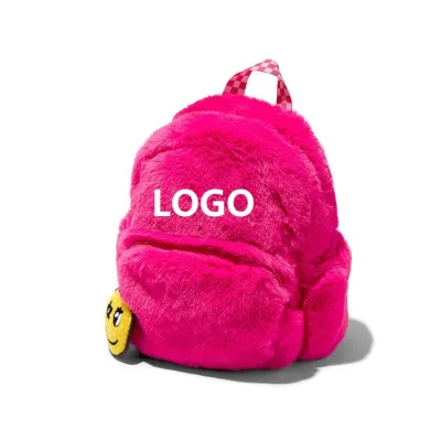 Custom Mini Furry Faux Fur School Bags Kids Backpack Plush School Backpack Toddler Backpack