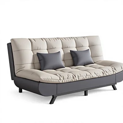 Modern Foldable Sofa Bed Upholstered Sleeper Couch Waterproof Fabric Solid Wood Frame for Bedroom Living Room