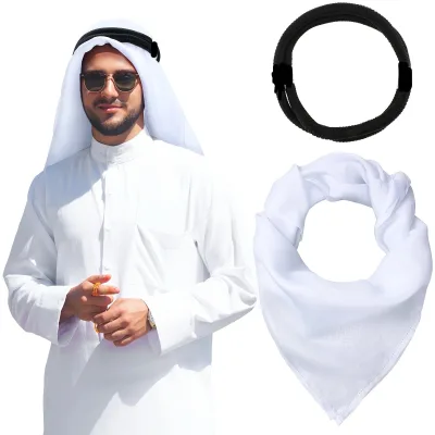Custom Logo Square Turban Style HeadScarf for Arab Muslim Men Good Price Polyester Ethnic Scarf & Shawl