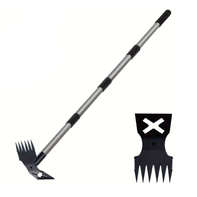 Weed Puller Tool with Long Handle Manual Weeder Remover Tool 2 in 1 Hand Weed Rake and Garden Hoe for Gardening