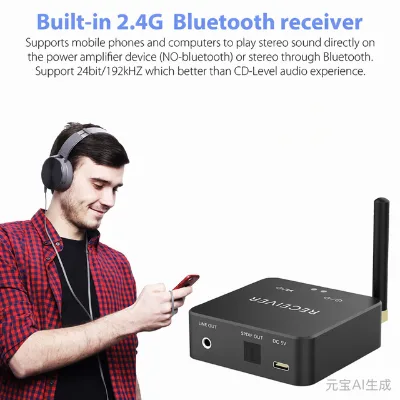 Bluetooth 5.3 Audio Receiver with 96kHz Sampling, Low Latency Optical RCA Output, Ultra-Low Power Consumption for Active Speakers