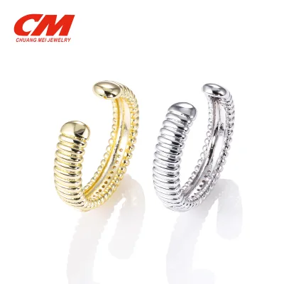 CM Jewelry Manufacturer Custom Brass Real Gold Plated Dome Chunky Statement Rings Adjustable Open Ring for Women Anillo De Oro