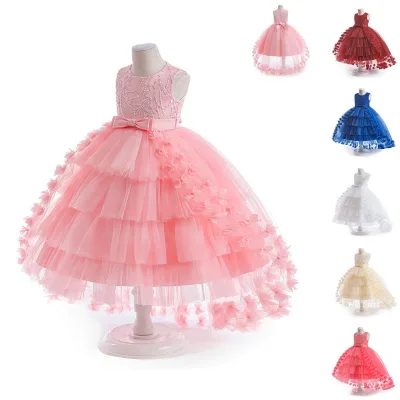 New Girls' Dress with Trailing Lace Puffy Dress at Party Flower Girl Dress