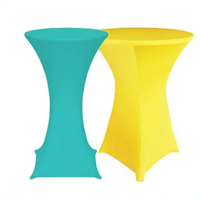 Customizable Round Polyester Elastic Outdoor Bar Table Cover for Cocktail Parties Weddings & Hotels Printed Logo Option