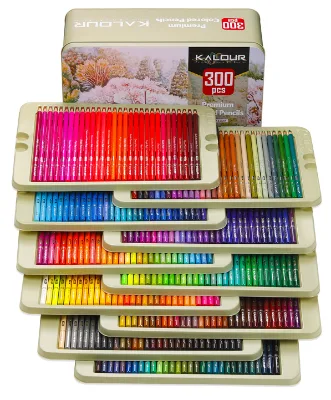 KALOUR Professional 300 Color Oil-based Colored Pencils Artists Soft Core with Vibrant Color Art Supplies