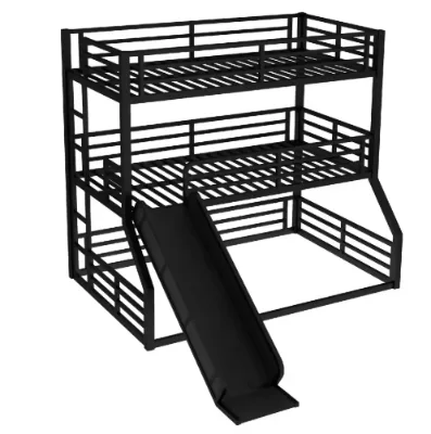 Twin Twin Full Bunk Bed Frame Slide Heavy-duty Steel Triple Bunk Bed Space Saving Modern Design