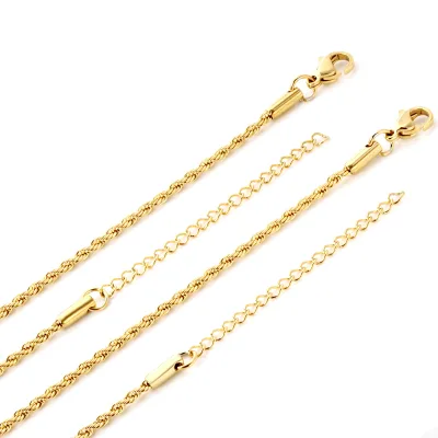 Hainon 18k Gold Plated 2mm Twist Chains Stainless Steel Necklace 18inch Fashion Necklace Gift Wholesale