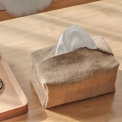 Decorative Popular Jute Tissue Holder Made of Natural Fiber