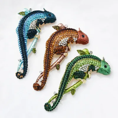 New Retro Full Diamond Lizard Brooch Creative Personality European and American Style Brooch