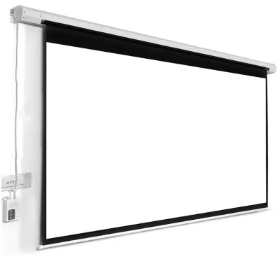 SMX EV84-E Matte White Electric Projector Screen Motorized PVC 84'' for Home Theater & Meeting Rooms 4:3 Format