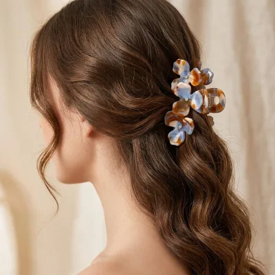 Extra Fashion Wholesale Premium Large Flower Acetate Hair Claw Clips Unique Fish Skeleton French Style Hair Accessories