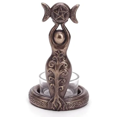 Candle Holder Triple Goddess Tea Light Handicraft Ornaments Height:12cm Resin Statue Candlestick