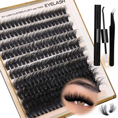 DIY Lash Extension Private Label 100P 200P Manga Cluster Lashes 200pcs Clusters Fluffy D Curl 10-18mm Cashmere Fan Eyelashes