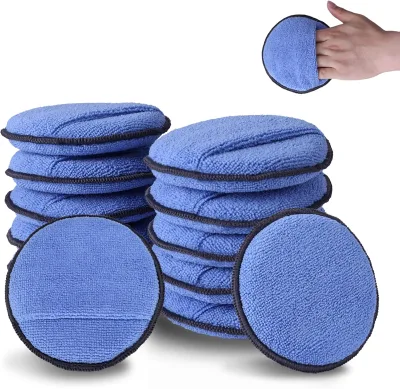 Microfiber Car Wax Applicator Pad Polishing Sponge Tire Shine Coating Pad with Finger Pocket
