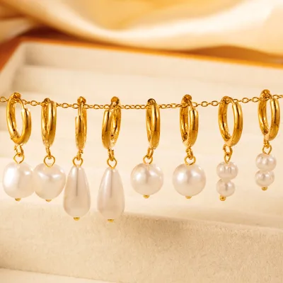 Anti-rust Fashion Jewelry Stainless Steel Earrings Inlaid with Natural Pearls High-end Earrings Studs Trendy Jewelry Wholesale