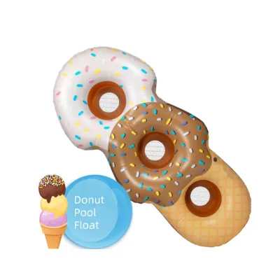 PVC Inflatable Donut Ice Cream Pool Float 213*76 CM Three Person Mesh Seat for Kids and Adults River Lake Party Summer Fun Gift