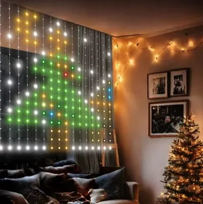 Programmable Music-Sync Smart Curtain Light APP Remote Control RGB Change Fairy String Light IP44 Waterproof Timer Christmas