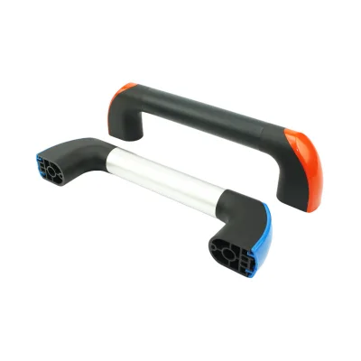 Industrial Grade Tubular Machine Guard Door Pull Handle Nylon Plastic Tube With Metal Corner Mount For CNC Equipment Enclosure