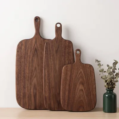 Handmade Natural Walnut Wood Cutting Board with Handle Hanging Hole Decorative Charcuterie Board Serving Tray for Kitchen