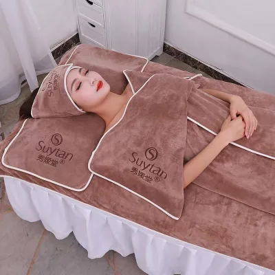 Wholesale Super Absorbent Salon Towel Set Wrap Microfiber with Custom Laser Letter Embroidery logo