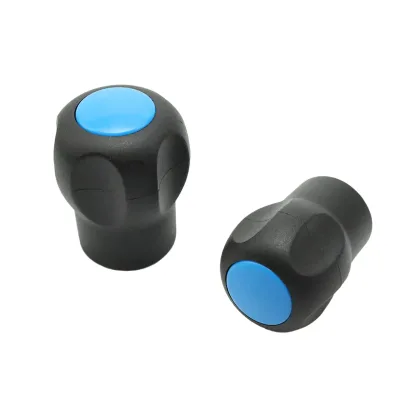 OEM Custom Ball Knob Plastic Blue Threaded Grip Cylindrical Textured Adjustable Industrial Manufacturer Engineering