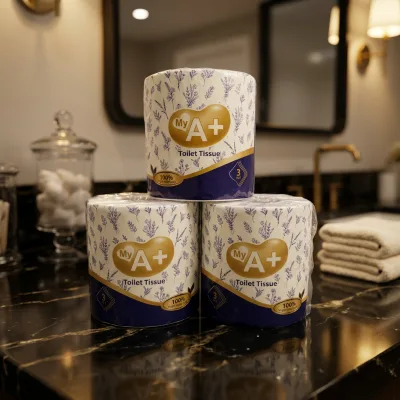 Customized Brand Roll Tissue Tender Touching Wood Pulp Soft 3ply 4ply Roll Toilet Paper