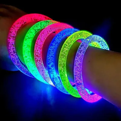 Colorful LED Luminous Bubble Bracelet Waterproof Christmas Party Supplies with Battery Power for Concert Props and Stall Toys
