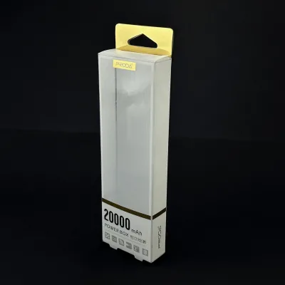 Custom Logo Clear PET PVC Plastic Packaging Box for Power Bank with Gold Foil Stamping Retail Display Box